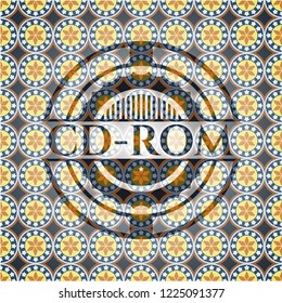 CD-ROM arabesque style emblem. arabic decoration.