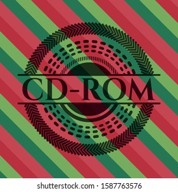 CD-ROM christmas style badge. Vector Illustration. Detailed.