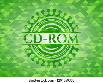 CD-ROM green emblem. Mosaic background