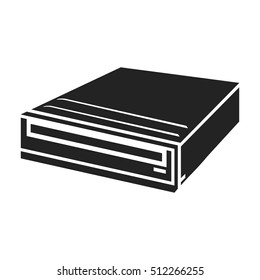 CD-ROM icon in black style isolated on white background. Personal computer symbol stock vector illustration.