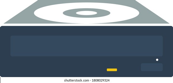 CD-ROM Icon. Flat Color Design. Vector Illustration.