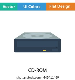 CD-ROM icon. Flat color design. Vector illustration.