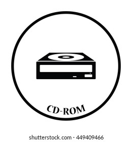 CD-ROM icon. Flat color design. Vector illustration. Thin circle design. Vector illustration.