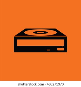 CD-ROM icon. Orange background with black. Vector illustration.