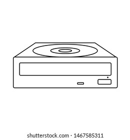 Icono de CD-ROM. Contorno a un diseño simple con un punteo editable. Ilustración vectorial.