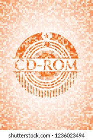 CD-ROM orange mosaic emblem with background