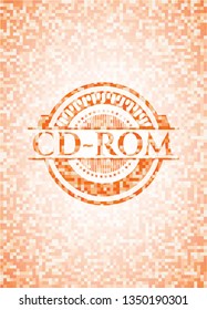 CD-ROM orange mosaic emblem with background