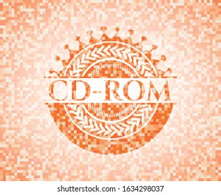 CD-ROM orange mosaic emblem. Vector Illustration. Detailed.