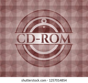 CD-ROM red badge with geometric pattern background. Seamless.