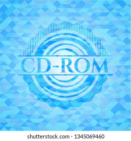CD-ROM sky blue emblem. Mosaic background