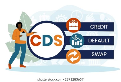 CDS - Credit Default Swap acronym. business concept background. vector illustration concept with keywords and icons. lettering illustration with icons for web banner, flyer