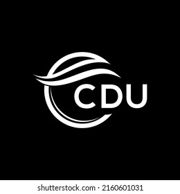 Diseño del logo de la carta CDU sobre fondo negro. CDU creativo concepto del logo de la letra de círculo. Diseño de letras CDU.
