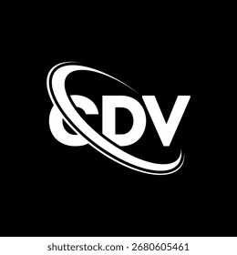 Logo do CDV. Carta CDV. Design do logotipo da letra CDV. Logotipo inicial do CD V ligado ao logotipo do monograma em círculo e maiúsculo. Tipografia CDV para marca de tecnologia, negócios e imóveis.