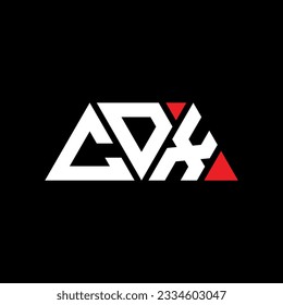 CDX triangle letter logo design with triangle shape. CDX triangle logo design monogram. CDX triangle vector logo template with red color. CDX triangular logo Simple, Elegant, and Luxurious design.