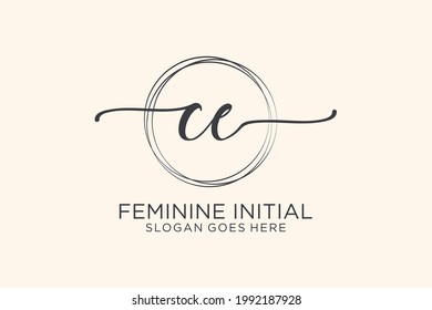 CE beauty monogram and elegant logo design handwriting logo of initial signature, wedding, fashion, floral and botanical with creative template.