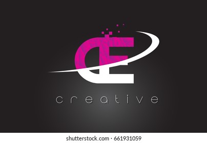 CE C E Creative Letters Design. White Pink Letter Vector Illustration.