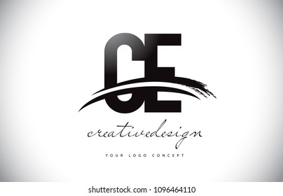 CE C E Letter Logo Design with Swoosh and Black Brush Stroke. Modern Creative Brush Stroke Letters Vector Logo