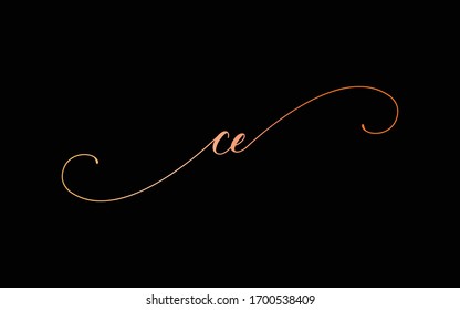 ce or c, e Lowercase Cursive Letter Initial Logo Design, Vector Template