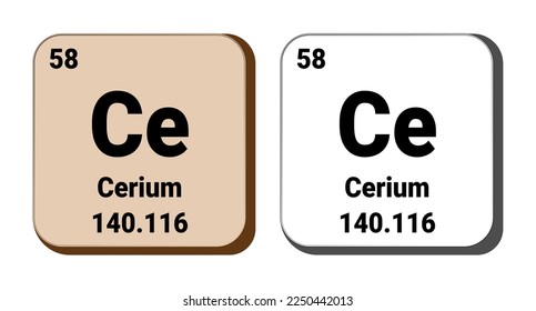 Ce, Cerium element vector icon, periodic table element. Vector illustration EPS 10 File. Isolated on white background.