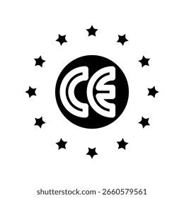 ícone de glifo certificado ce vetor. sinal certificado ce. ilustração de símbolo isolado