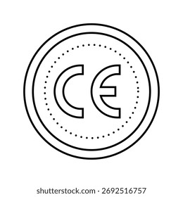 ícone de linha certificado ce vetor. sinal certificado ce. símbolo de contorno isolado ilustração em preto