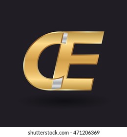 Ce Company Letter Logo Golden Silver Stock Vector (Royalty Free ...