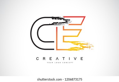 CE Creative Modern Logo Design Vetor with Orange and Black Colors. Monogram Stroke Letter Design.