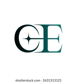 Logotipo minimalista moderno creativo CE con iniciales con uso inteligente del espacio negativo. Ideal para empresas que buscan una marca elegante y profesional con un aspecto atemporal e innovador.