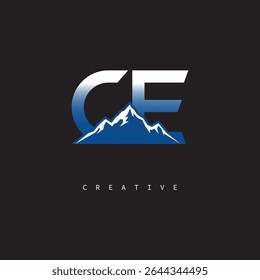 CE Creative Mountain Logo Bold Gradient Letter mark Branding Design for Business Outdoor Brands