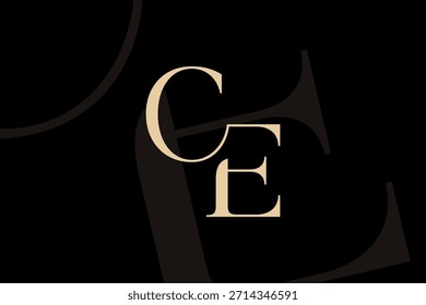 Diseño de icono de logotipo de letra CE o CE. Monograma de las iniciales de lujo de estilo clásico.