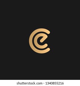 CE Or EC Logo Vector. Initial Letter Logo, Golden Text On Black Background