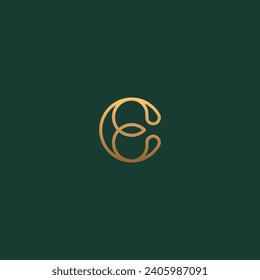 CE or EC monogram logo with luxurious gold color