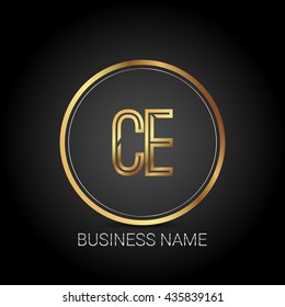 CE golden initial circle logo for company