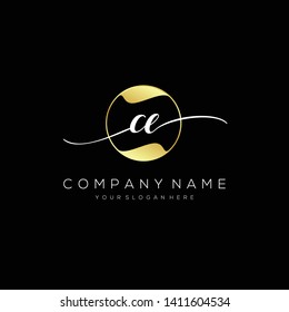 CE handwriting initial logo template vector.
