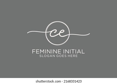 CE handwriting logo with circle template vector logo of initial signature, wedding, fashion, floral and botanical with creative template.