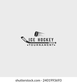 ce hockey stick and puck logo line art vintage vector illustration template icon graphic design