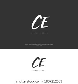 CE Initial handwriting or handwritten logo for identity. Logo with signature and hand drawn style.