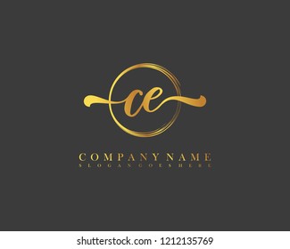 CE initial handwriting logo circle template vector