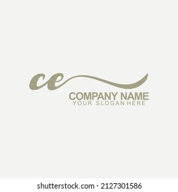 CE Initial Handwriting Logo Design Vector