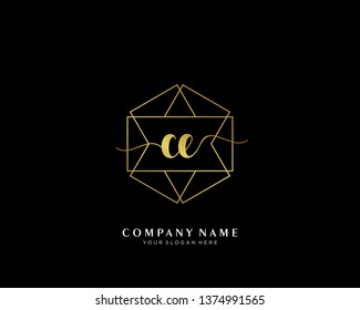 CE initial handwriting logo geometric template vector