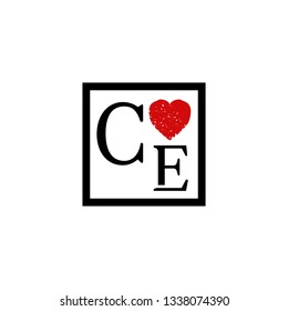 CE  Initial Handwriting logo template vector