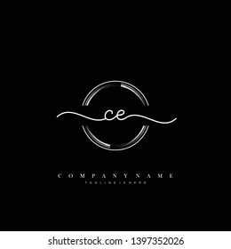 CE initial handwriting logo template vector