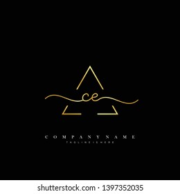 CE initial handwriting logo template vector