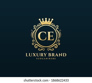 CE Letra inicial Oro caligráfico femenino floral mano trenzada heráldica monograma antiguo estilo vintage diseño logotipo de lujo estilo antiguo.