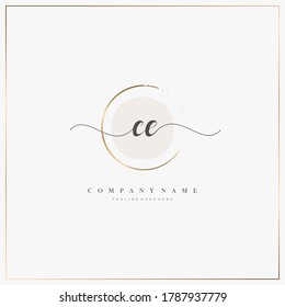CE Initial Letter handwriting logo hand drawn template vector, logo for beauty, cosmetics, wedding, fashion and business, and other