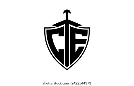 CE initial letter shield icon gaming logo design vector. batman, sports logo, monogram, shield, war game, symbol, playing logo, abstract, fighting, typography, icon, minimal, premier league, club logo