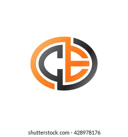 CE initial letters looping linked ellipse logo orange black