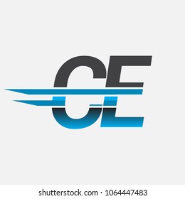 CE initial logo company name colored black and blue, Simple and Modern Logo Design.