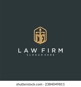 CE initial logo monogram with shield and sword style design for law firm