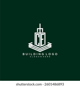 CE initial monogram building logo for real estate